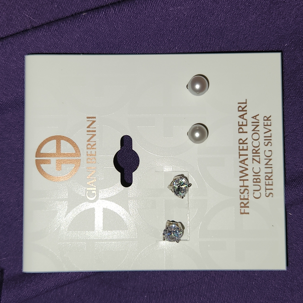 Giani Bernini Gray Cultured Freshwater Pearl Zirconia Studs